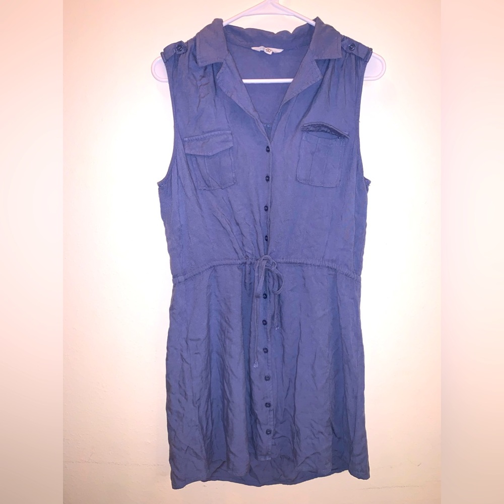 (M) Vintage Jack by BB Dakota Blue Collar Button Down Sleeveless Dress
